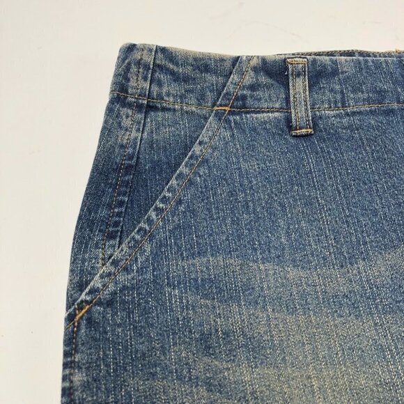 American Eagle Medium Washed Distressed Pockets Denim Slits Jean Skirt SIZE 4 - Picture 6 of 12